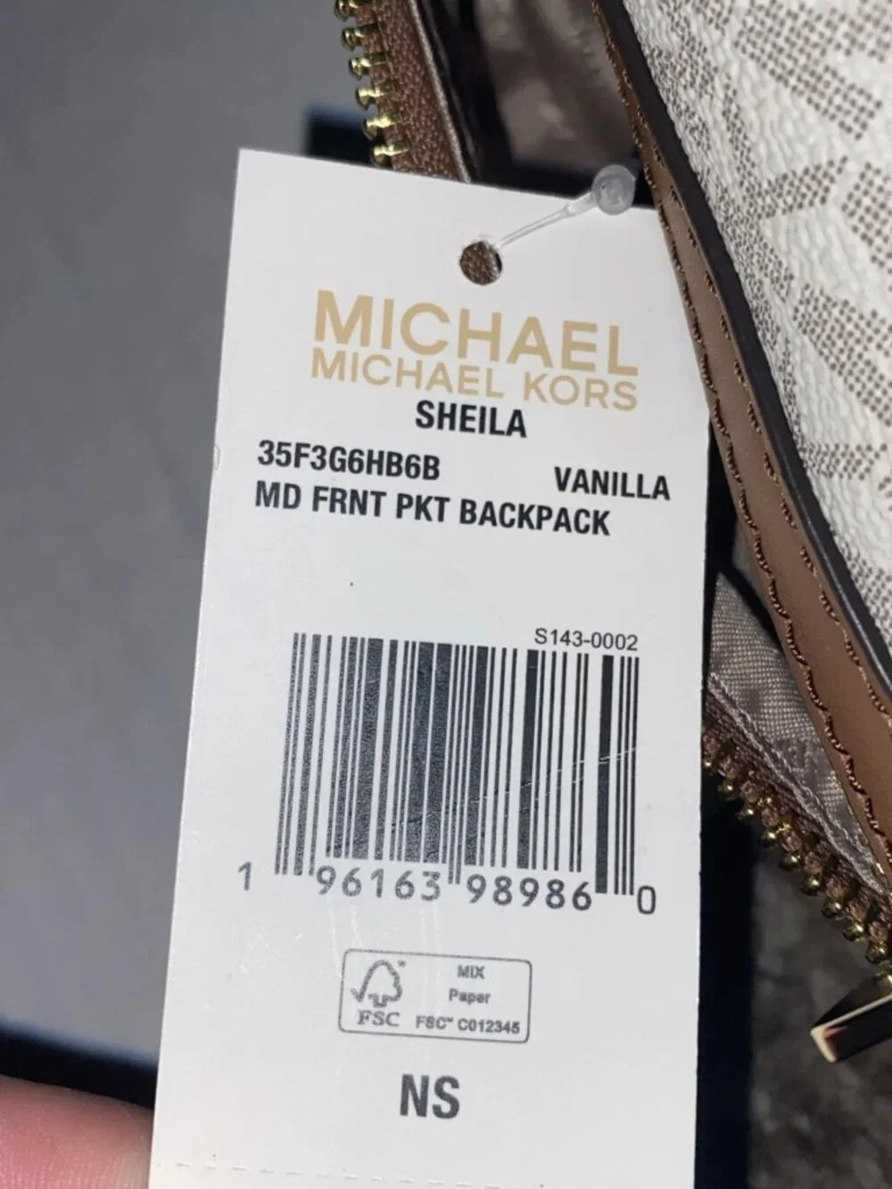 Michael Kors Beige/Brown MK Monogram Logo Backpack Zip Gold Hardware NWT